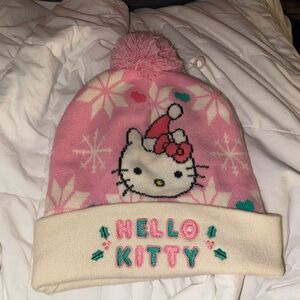 Hello Kitty Pink and Cream Pom Pom Knit Beanie